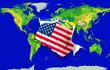 Fist in color  national flag of america    punching world map