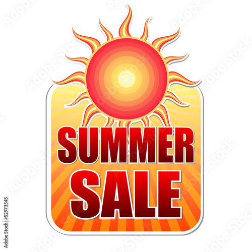 Illustration: summer sale in label with sun summer sale in label with sun