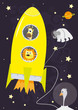 Animals and rocket in Space