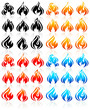 Fire flames, big set new icons
