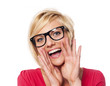 Blonde woman shouting