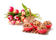 Chocоlate chip muffins and tulips