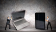Businesspeople and macro devices