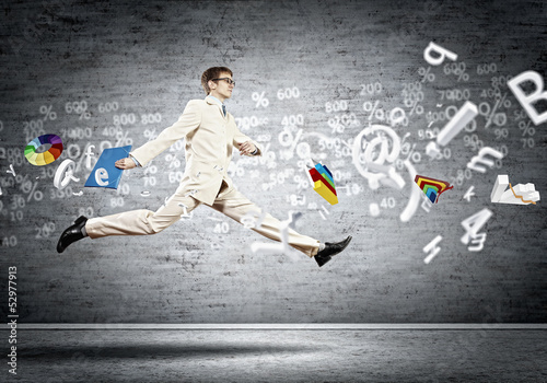 Photo: Image of running businessman Image of running businessman