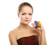 Portrait of pretty young woman with bangle