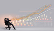 Businessman pulling graph