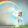 Photo: Little girl drawing rainbow Little girl drawing rainbow