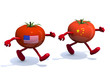 Illustration: Chinese and American tomato that run Chinese and American tomato that run