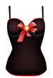 seductive vintage corset with red ribbon