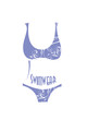 silhouette of bikini with floral design.