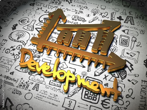 Illustration: Development Background with Handwritten Characters. Development Background with Handwritten Characters.