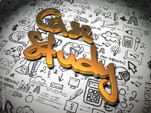 Illustration: Case Study Background with Handwritten Characters. Case Study Background with Handwritten Characters.