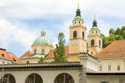 Photo: Ljubljana Cathedral St. Nicholas Church Slovenia Europe in old t Ljubljana Cathedral St. Nicholas Church Slovenia Europe in old t