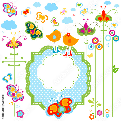 Vector: birds card birds card