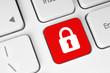 Illustration: Red security button on the keyboard . Red security button on the keyboard .
