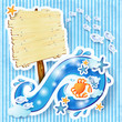 Signboard On Sea Background