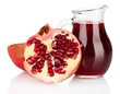 Full jug of pomegranate juice, isolated on white