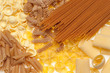 Collection of Italian Pasta isolated on white.