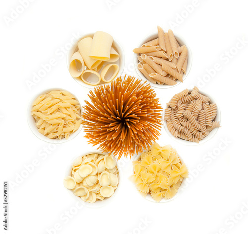 Photo: Collection of Italian Pasta isolated on white. Collection of Italian Pasta isolated on white.