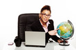 Businesswoman with a world globe
