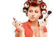 Pin-up Girl mit Lockenwicklern