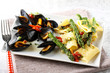 Photo: Pasta with mussels and asparagus Pasta with mussels and asparagus
