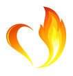 Vector: Abstract fire flames icon with heart element Abstract fire flames icon with heart element