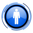 man circle blue glossy icon