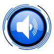 volume circle blue glossy icon
