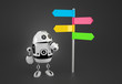 Illustration: Robot looking at colorful way sign Robot looking at colorful way sign