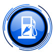 fuel circle blue glossy icon