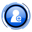 add contact circle blue glossy icon
