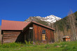 Old wood buildings in the Crystal Mill Ghost town