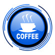 coffee circle blue glossy icon