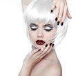 Vogue Style Woman. Makeup and Hairstyle. Fashion Stylish Beauty
