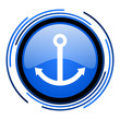anchor circle blue glossy icon