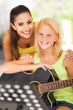 friendly teacher with her music learner