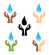 Silhouette of water-drop and hands