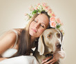 Beautiful  woman with flowers in their hair
