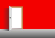 Rote Wand mit Tür