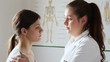 Young female doctor comfort sad patient