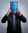 Businessman entering the virtual world