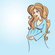 Pregnant woman in blue dress