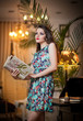 Photo: Seductive brunette woman in luxury manor, vintage style Seductive brunette woman in luxury manor, vintage style