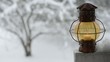 vintage xmas lantern against the winter garden