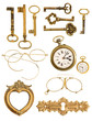 collection of golden vintage accessories