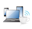 internet connection coffee mug concept