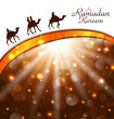 Celebration card with camels for Ramadan Kareem