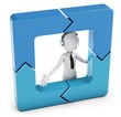 Illustration: 3d man with arrow square 3d man with arrow square