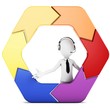 Illustration: 3d man with arrow hexagon 3d man with arrow hexagon